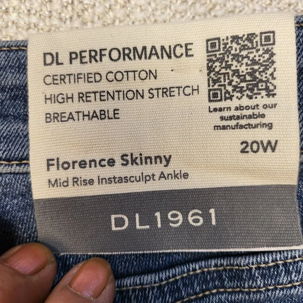 DL1961 Women's Skinny Ripped Jeans Mid Rise Stretch Denim Size 20W NWT - Picture 14 of 16